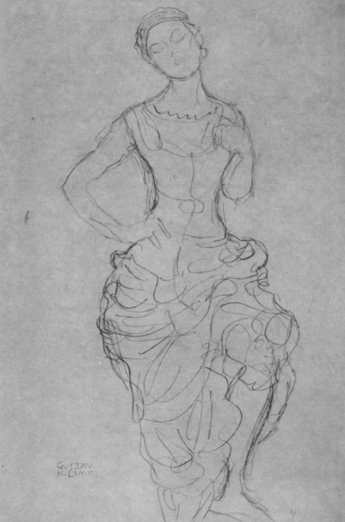 Klimt, Gustav: Tr�umendes M�dchen in gebauschtem Kleid