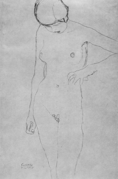 Klimt, Gustav: Stehender weiblicher Akt mit geneigtem Kopf