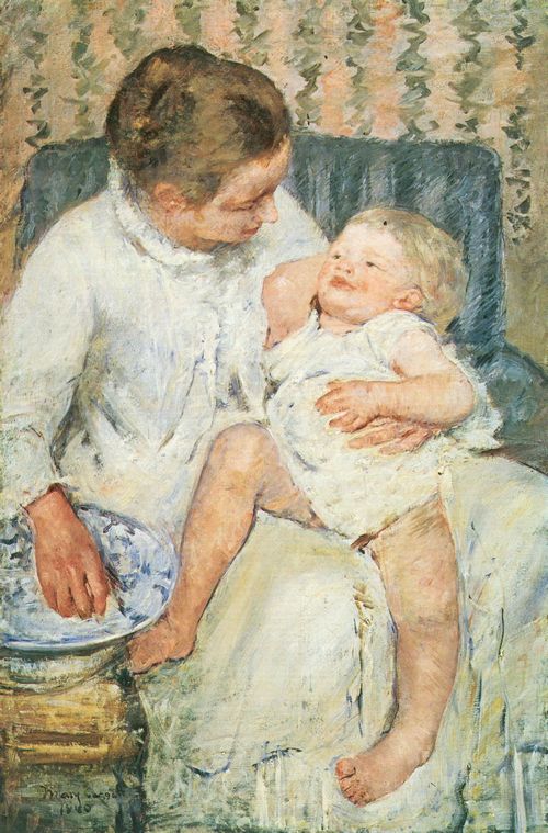 Cassatt, Mary: Mutter beim Waschen des m�den Kindes