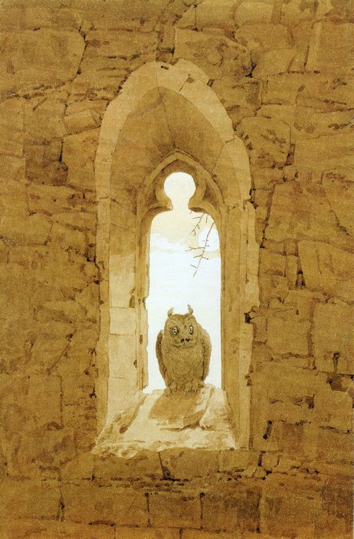 Friedrich, Caspar David: Eule in gotischem Fenster (Uhu im Burgfenster)
