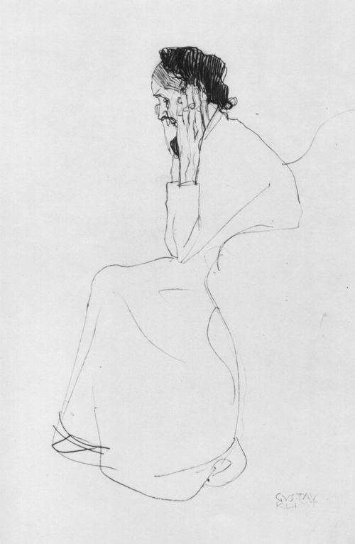 Klimt, Gustav: Sitzende alte Frau im Profil nach links