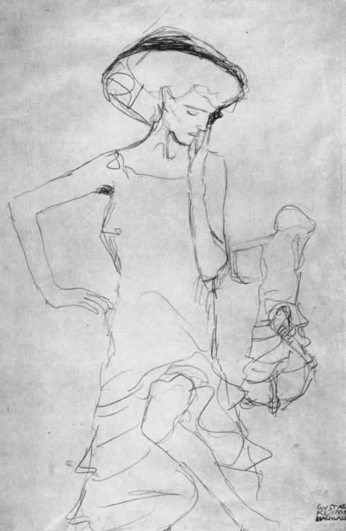 Klimt, Gustav: Studienblatt mit T�nzerinnen, Vorder- und R�ckenansicht