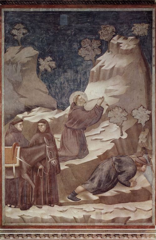Giotto di Bondone: Fresken in der Kirche San Francesco in Assisi, Szene: Das Quellwunder des Hl. Franziskus