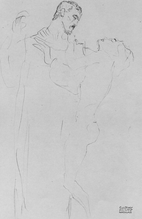 Klimt, Gustav: Stehender weiblicher Akt und M�nnergestalt