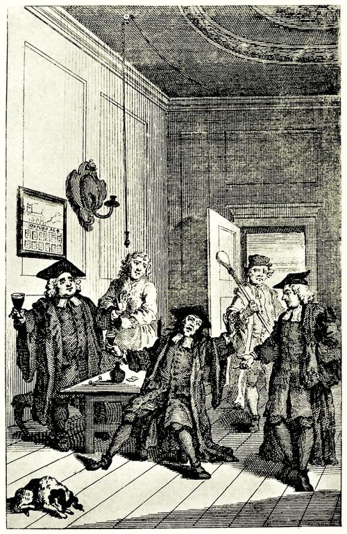 Hogarth, William: Frontispiz zu »Oxforder Vergn�gungen«, Kom�die von James Miller