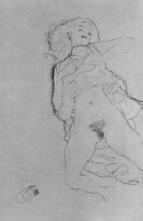 Klimt, Gustav: Auf dem R�cken mit hochgezogenem Hemd Liegende