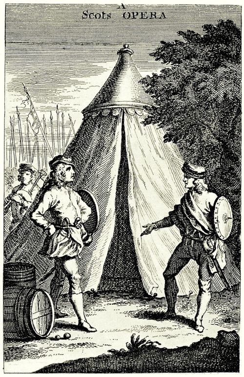 Hogarth, William: Frontispiz zu »Der Hochland-Jahrmarkt«, balladenhafte Oper von Joseph Mitchell