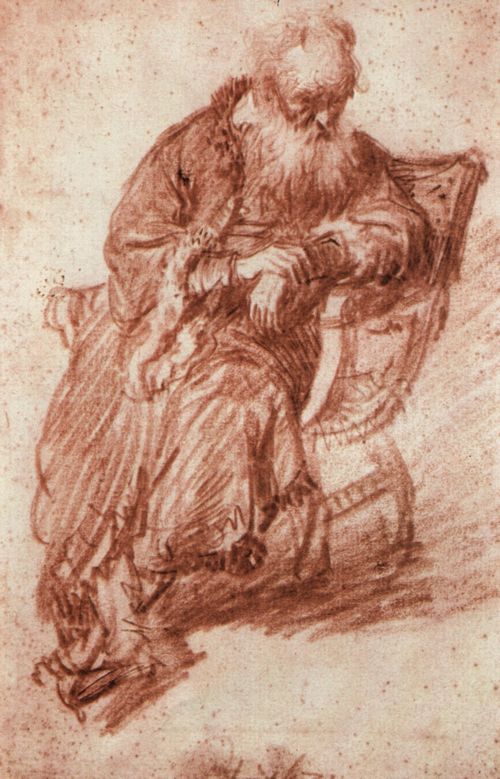 Rembrandt Harmensz. van Rijn: Alter Mann, in einem Armstuhl sitzend