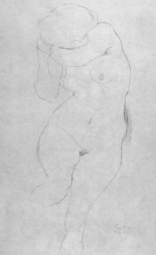 Klimt, Gustav: Weiblicher Akt von vorn, mit dem linken Arm das Gesicht verdeckend