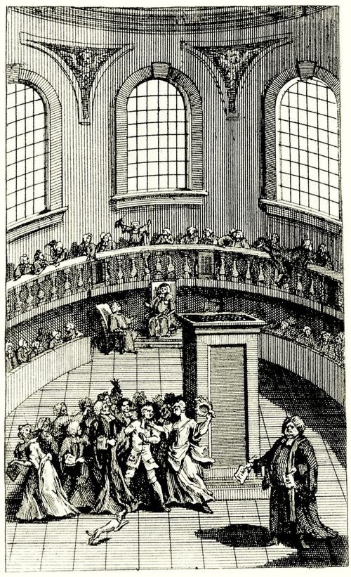 Hogarth, William: Frontispiz zu Nicholas Amhursts »Terrae-Filius, oder Die geheime Geschichte der Universit�t zu Oxford«