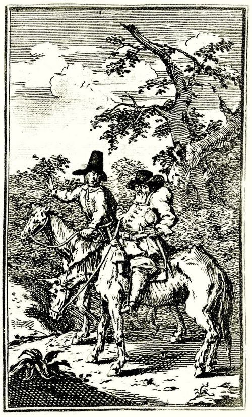 Hogarth, William: Kleine Illustration zu Samuel Butlers »Hudibras«, Hudibras begibt sich auf die Reise