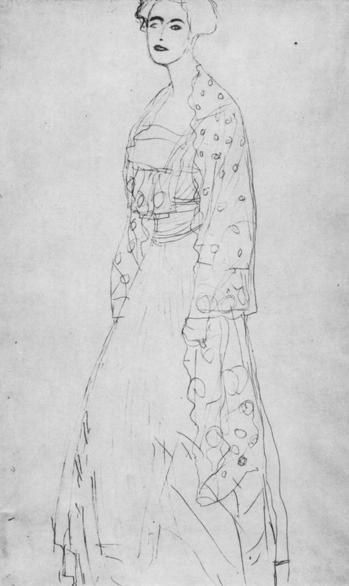 Klimt, Gustav: Stehende Dame im Dreiviertelprofil