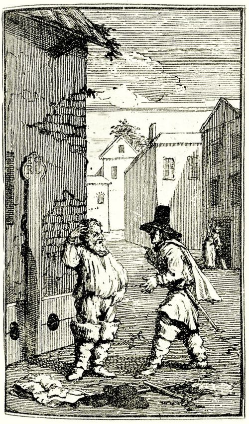 Hogarth, William: Kleine Illustration zu Samuel Butlers »Hudibras«, Hudibras und Ralpho im Streitgespr�ch
