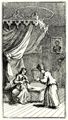 Hogarth, William: Illustration zu Charles Gildons »Neue Metamorphosen«, Der in einen Scho�hund verwandelte Fantasio erh�lt Zutritt zu dem Schlafgemach der Donna Theresa