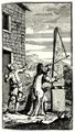 Hogarth, William: Kleine Illustration zu Samuel Butlers »Hudibras«, Sidrophel beobachtet den Papierdrachen durch sein Teleskop