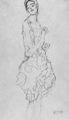 Klimt, Gustav: Stehende Dame in kurzem gebauschtem Kleid