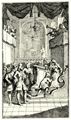 Hogarth, William: Illustration zu Charles Gildons »Neue Metamorphosen«, Korrupte Priester und Edelleute feiern das Fest der Hl. Theresia in einer italienischen Kirche