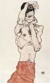 Schiele, Egon: M�nnlicher Akt mit rotem Tuch