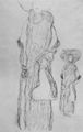 Klimt, Gustav: Studienblatt mit stehender Dame, Vorder- und R�ckenansicht
