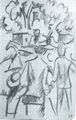 Macke, August: Paar mit Kind, Droschke auf der Stra�e