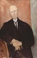 Modigliani, Amedeo: Sitzender Mann vor orangem Hintergrund