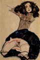 Schiele, Egon: Schwarzhaariges M�dchen mit hochgeschlagenem Rock
