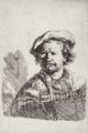 Rembrandt Harmensz. van Rijn: Selbstportr�t mit der flachen Kappe