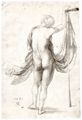 D�rer, Albrecht: Weiblicher Akt mit Stab und Draperie, R�ckenfigur