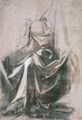 Leonardo da Vinci: Gewandstudie f�r eine sitzende Figur im Dreiviertelprofil nach links