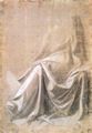 Leonardo da Vinci: Gewandstudie f�r eine sitzende Figur in Dreiviertelansicht nach links
