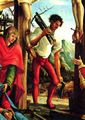 Altdorfer, Albrecht: Sebastiansaltar des AugustinerChorherrenstifts St. Florian bei Linz, rechter Innenfl�gel zur Passion Christi, Szenen: Kreuzigung, Detail