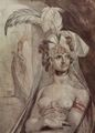 F�ssli, Johann Heinrich: Halbfigur einer Kurtisane mit Federbusch, Schleife und Schleier im Haar