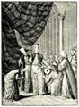 Hogarth, William: Illustration zu »Reisen durch Europa, Asien und Teile Afrikas« von Aubry de la Motraye, Die Kr�nung Sultan Achmets in der Moschee von Yup
