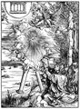 D�rer, Albrecht: Illustration zur »Apokalypse«, Szene: Johannes verschlingt das Buch