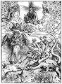 D�rer, Albrecht: Illustration zur »Apokalypse«, Szene: Das Sonnenweib und der siebenk�pfige Drache