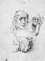 D�rer, Albrecht: Studienblatt mit Selbstportr�t, Hand und Kissen