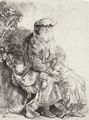 Rembrandt Harmensz. van Rijn: Abraham, Isaak liebkosend