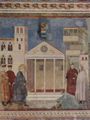 Giotto di Bondone: Fresken in der Kirche San Francesco in Assisi, Szene: B�rger von Assisi breitet seinen Mantel vor dem Hl. Franziskus aus