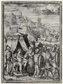 Castello, Bernardo: Illustration zu Torquato Tassos »La Gerusalemme Liberata«, Soldaten berichten von ihrer Befreiung von der Zauberin Armida durch Rianaldo. Der Eremit berichtet von zuk�nftigen Taten Rinaldos