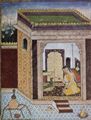 Indischer Maler um 1580: Tuti-N�ma-Manuskript, Szene: M�dchen mit Papagei