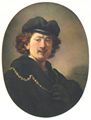 Rembrandt Harmensz. van Rijn: Selbstportr�t mit Hand auf der Brust, Oval