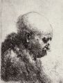 Rembrandt Harmensz. van Rijn: Kahlk�pfiger Mann, im Profil nach rechts gewendet