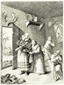 Hogarth, William: Illustration zu Cervantes »Don Quichote«, Der Kaplan und der Barbier verkleiden sich