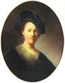 Rembrandt Harmensz. van Rijn: Portr�t einer jungen Frau mit perlenbesetztem Barett, Oval