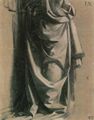 Leonardo da Vinci: Gewandstudie f�r eine stehende Figur im Profil nach rechts