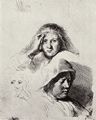 Rembrandt Harmensz. van Rijn: Studienblatt mit drei Frauenk�pfen