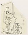 Utagawa Kunisada I.: Romanillustration: Kniender und stehender J�ngling mit einem F�cher