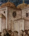 Giotto di Bondone: Fresken in der Peruzzi-Kapelle, Kirche Santa Croce in Florenz, Szene: Die Erweckung der Drusiana durch den Evangelisten Johannes, Detail