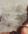 Leonardo da Vinci: Hl. Anna selbdritt, Szene: Hl. Anna, Maria, Christuskind mit Lamm, Detail: Landschaft