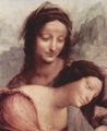 Leonardo da Vinci: Hl. Anna selbdritt, Szene: Hl. Anna, Maria, Christuskind mit Lamm, Detail: Anna und Maria